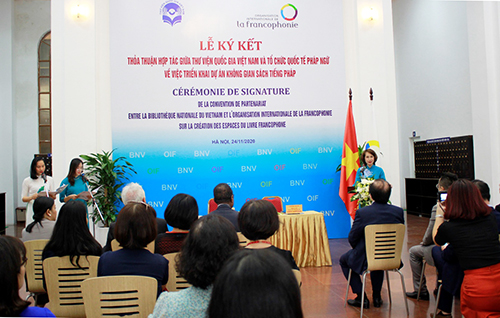 Lễ ký kết thoả thuận hợp tác giữa Thư viện Quốc gia Việt Nam và Tổ chức Quốc tế Pháp ngữ