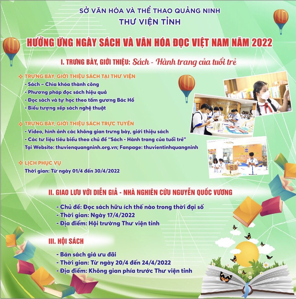 Thông báo các hoạt động hưởng ứng Ngày Sách và Văn hóa đọc Việt Nam lần thứ I năm 2022