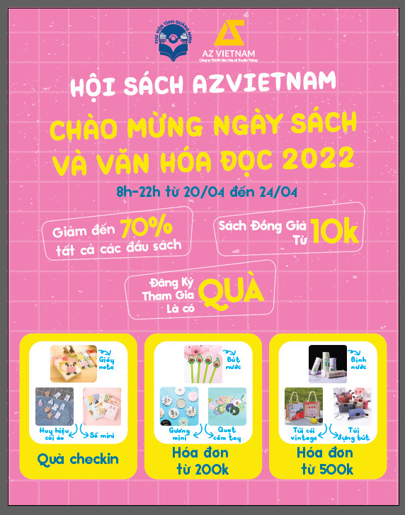 THÔNG BÁO: HỘI SÁCH CHÀO MỪNG NGÀY SÁCH VÀ VĂN HÓA ĐỌC VIỆT NAM 2022